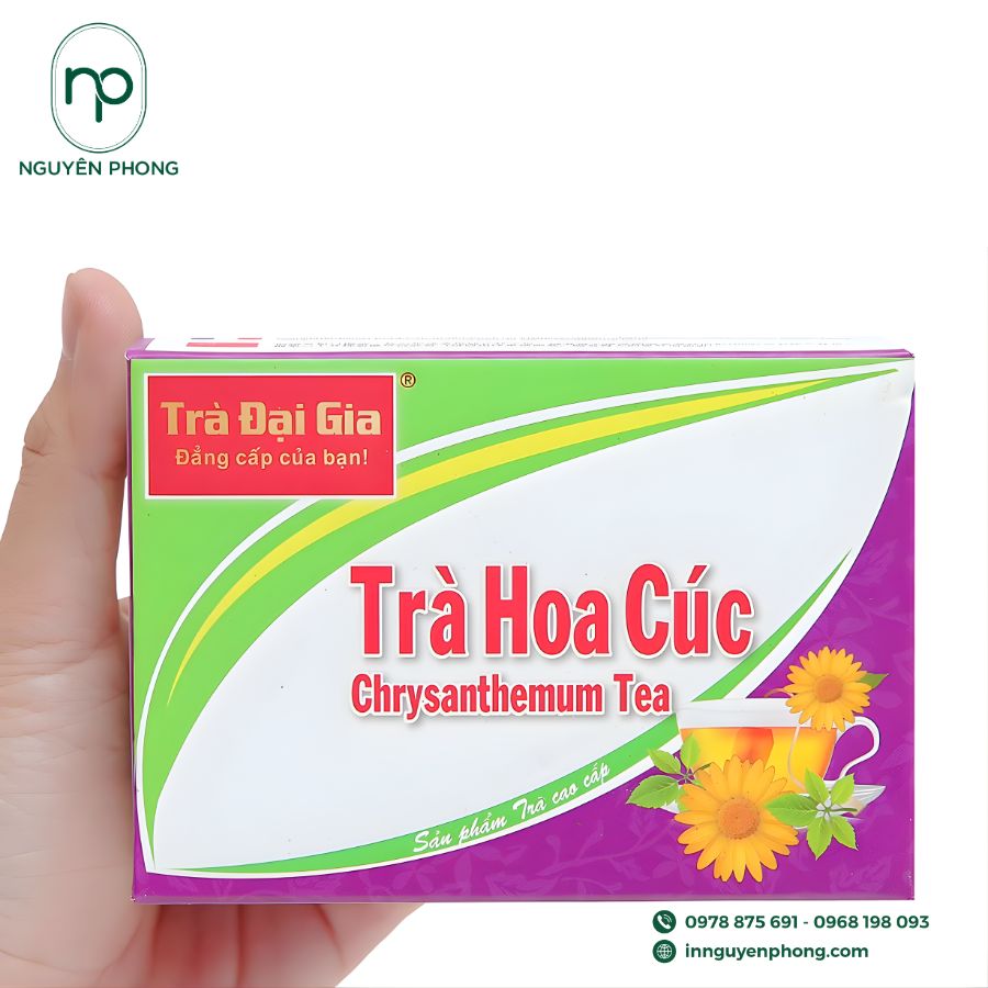 In hộp giấy đựng trà hoa cúc đẹp